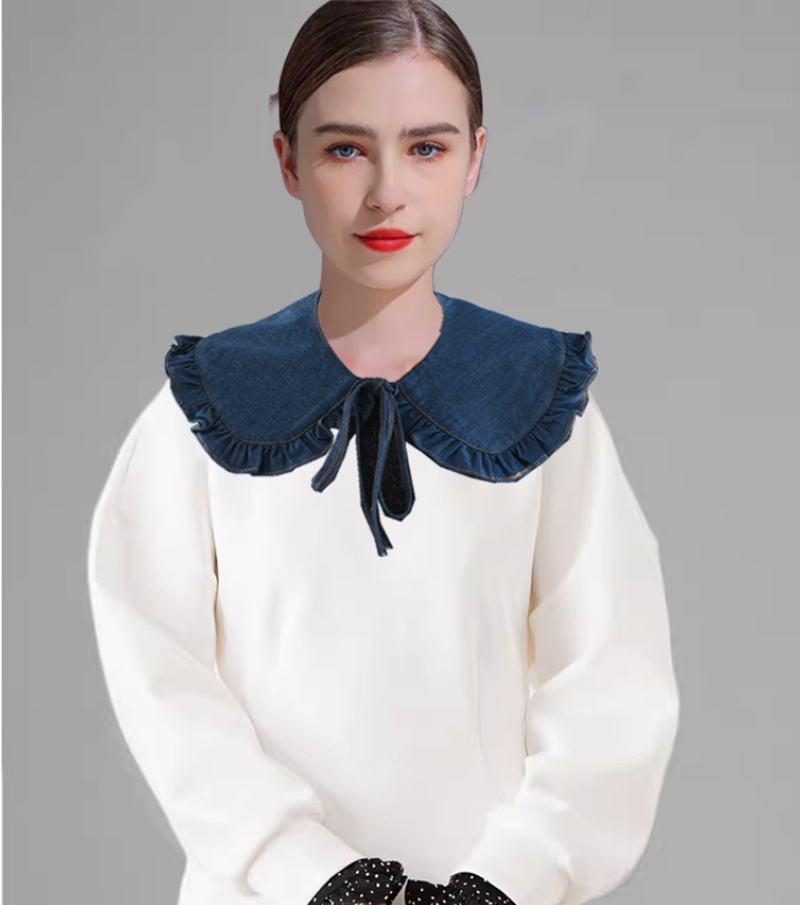 Blouses - Colletto finto in denim blu con