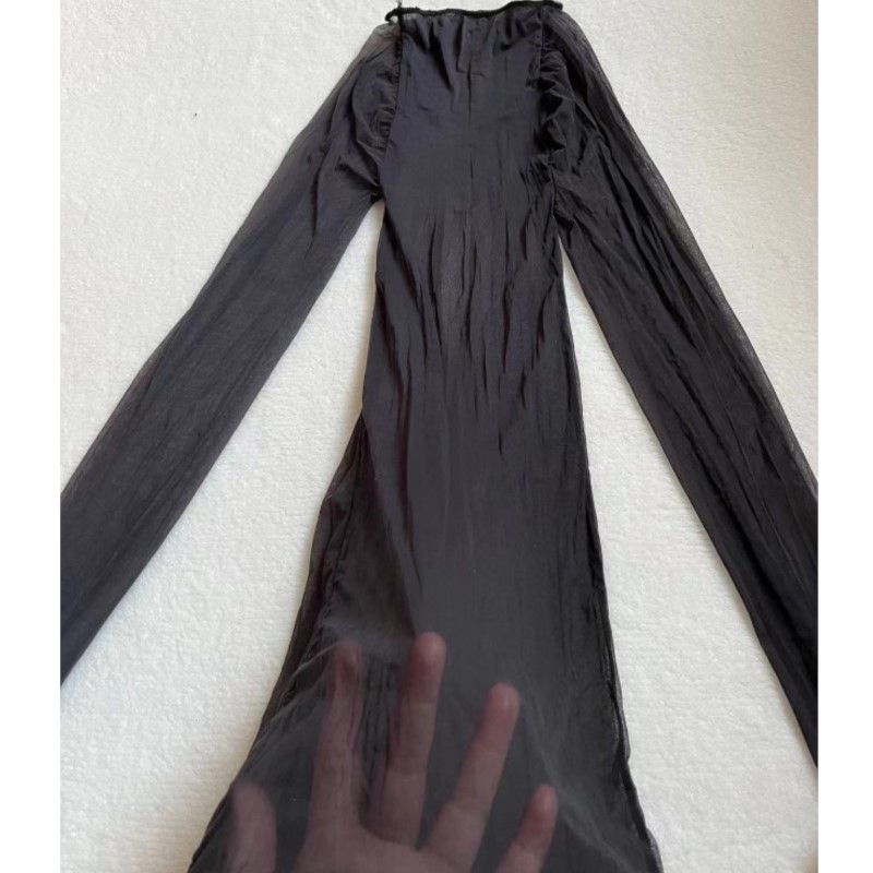 Sexy Mesh Sheer Bodycon Dress - Body Stocking Trasparente Liscio Sexy, Abito
