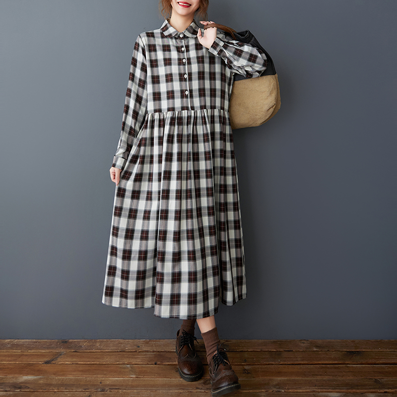 Korean Style A Line Shirt Dress - Gonna lunga a trapezio da donna,