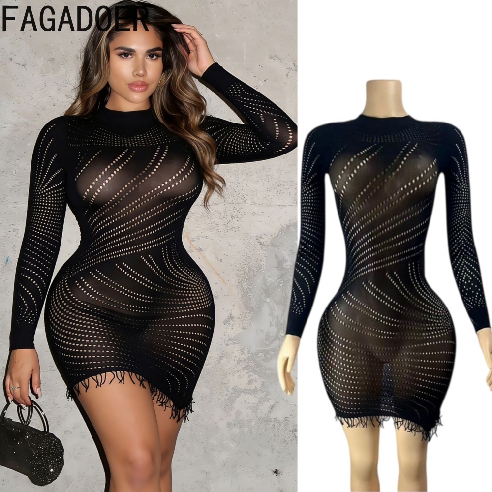 FAGADOER Abito mini aderente e - Sexy Mesh Sheer Bodycon Dress recensione e prezzo