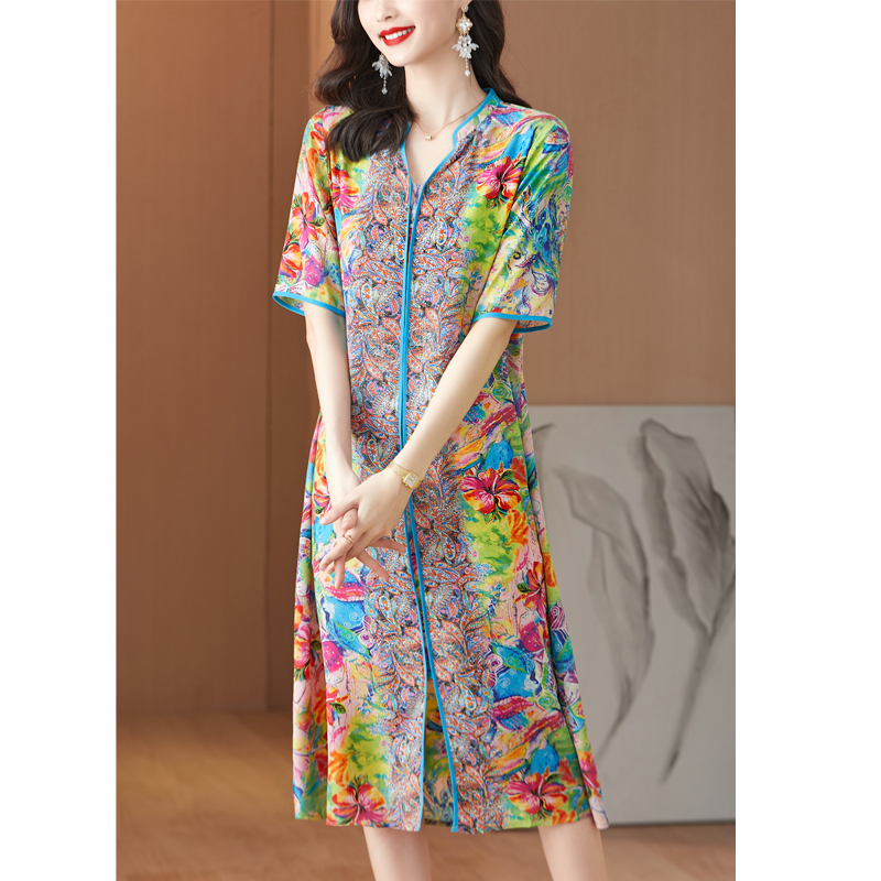 2024 New Pink Floral Mulberry  - French Vintage Floral Midi Dress recensione e prezzo